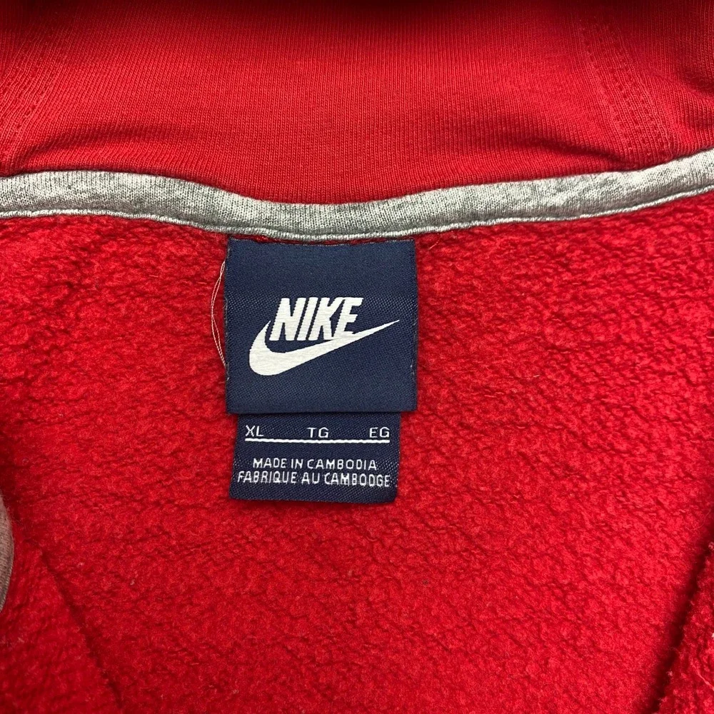Nike Hoodie Full Zip Mens XL Fleece Sportswear Red White Swoosh 823531-611